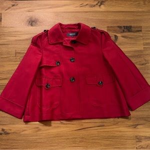 Kenneth Cole Reaction Red Swing Short Jacket Coat Sz XL Lined 3/4 Sleeves